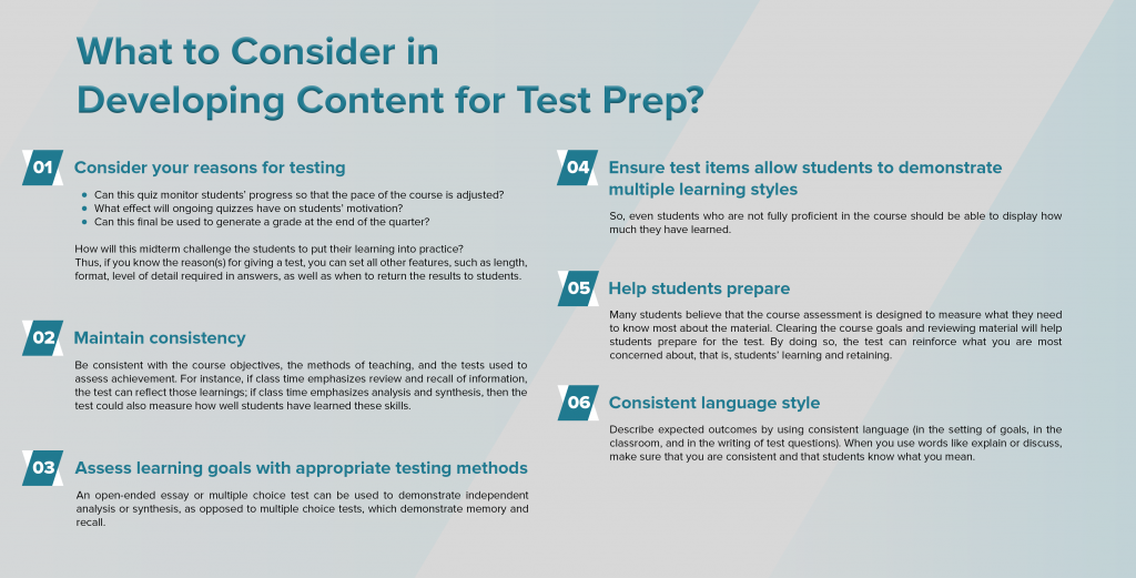 What to Consider in Developing Content for Test Prep? 